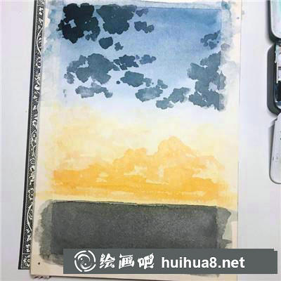 微涼的夜水彩