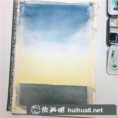 微涼的夜水彩