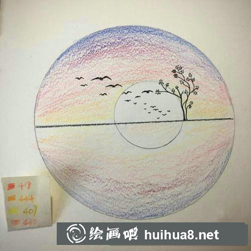 暮色彩鉛畫