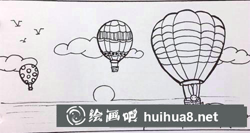 熱氣球彩鉛畫