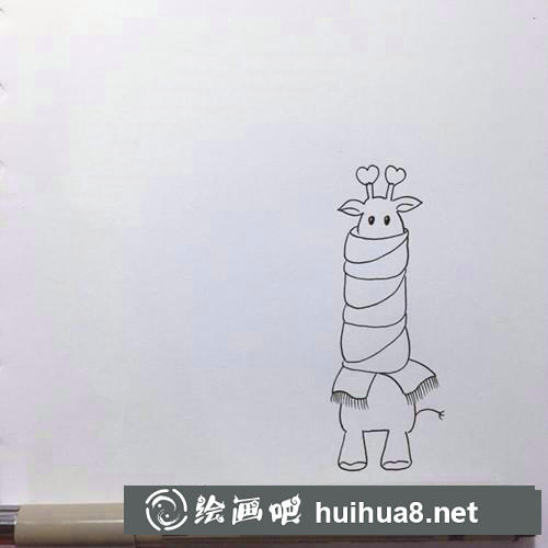 怕冷的長頸鹿插畫