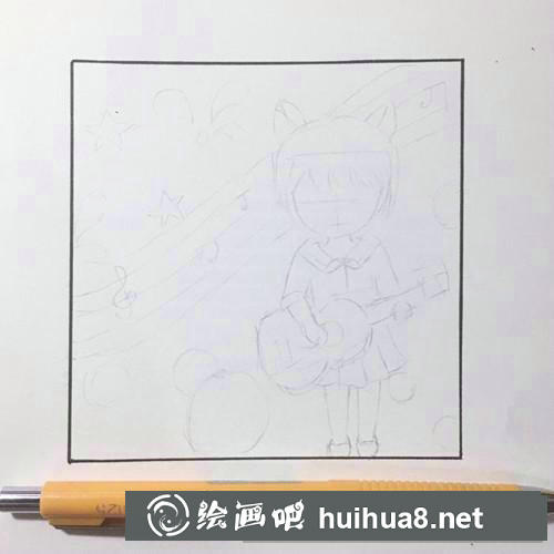 吉他少女簡(jiǎn)筆畫