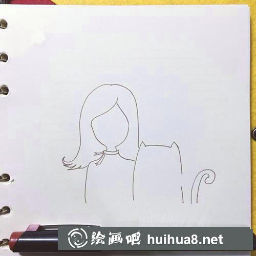 女孩和狗狗插畫