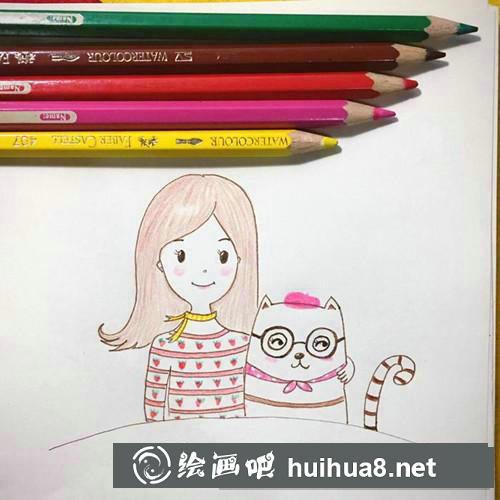 女孩和狗狗插畫