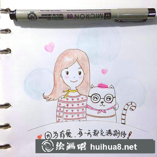 女孩和狗狗插畫