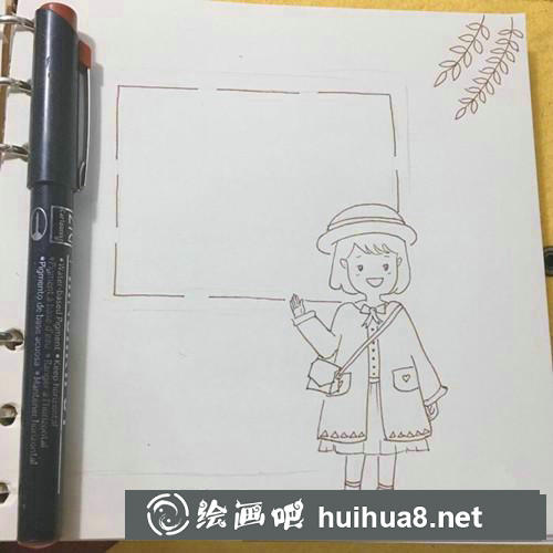 穿大衣的女孩插畫