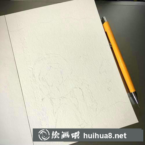 雙麻花辮女孩水彩畫