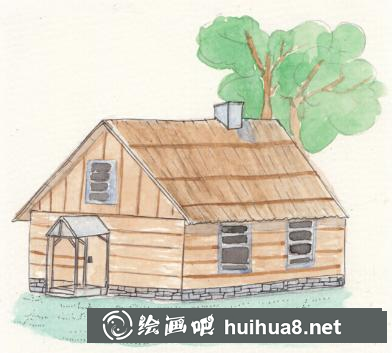 小木屋插畫