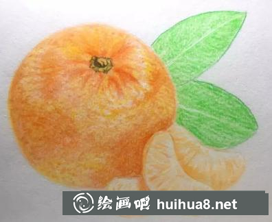 彩鉛畫橘子