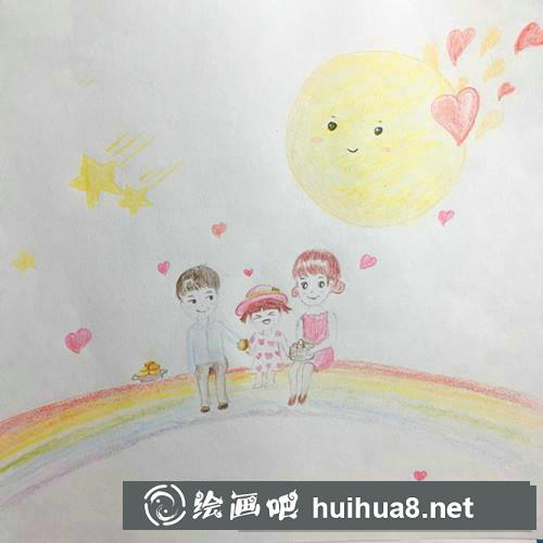 三口之家兒童畫