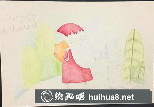 圣誕老人水彩畫