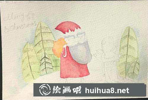 圣誕老人水彩畫