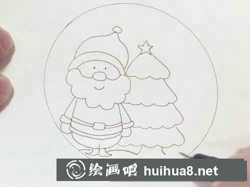 圣誕版水晶球音樂盒簡筆畫