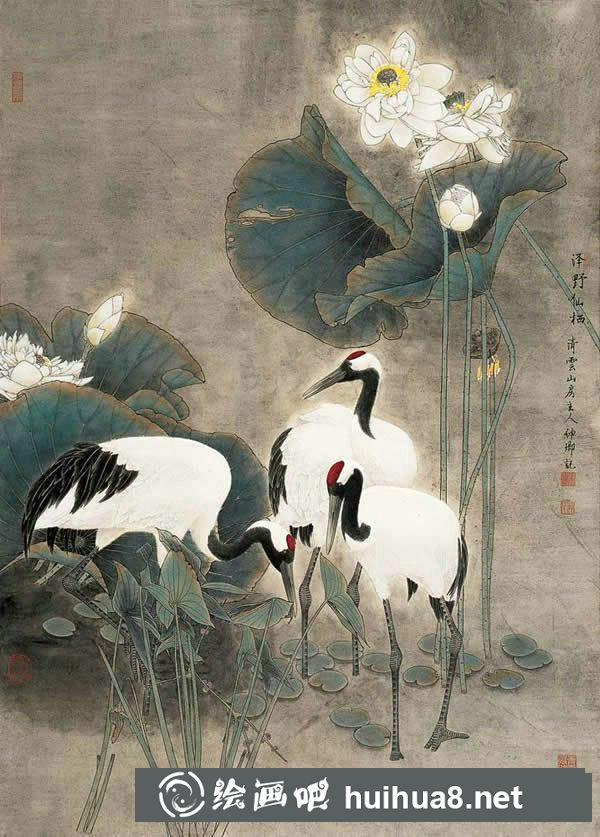 仙鶴工筆畫作品五