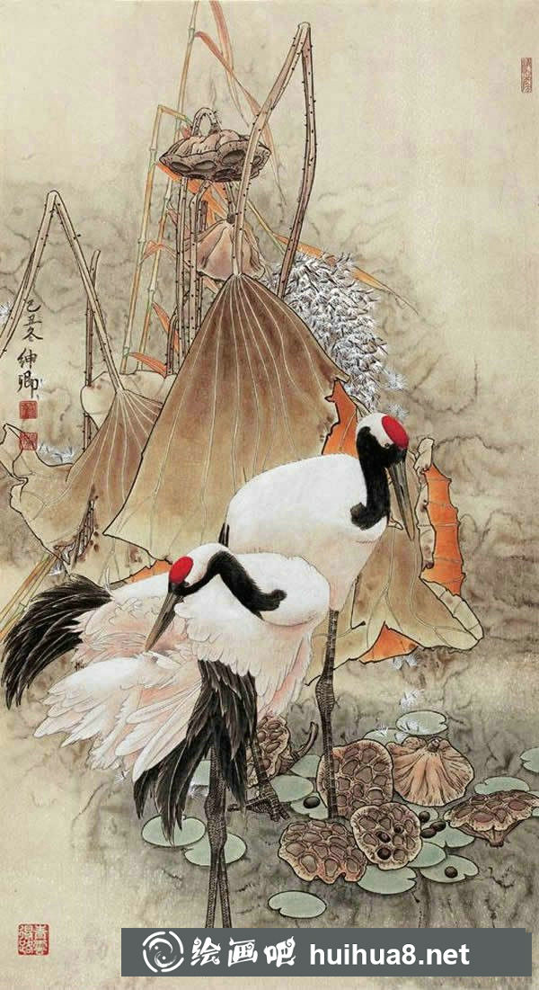 仙鶴工筆畫作品六