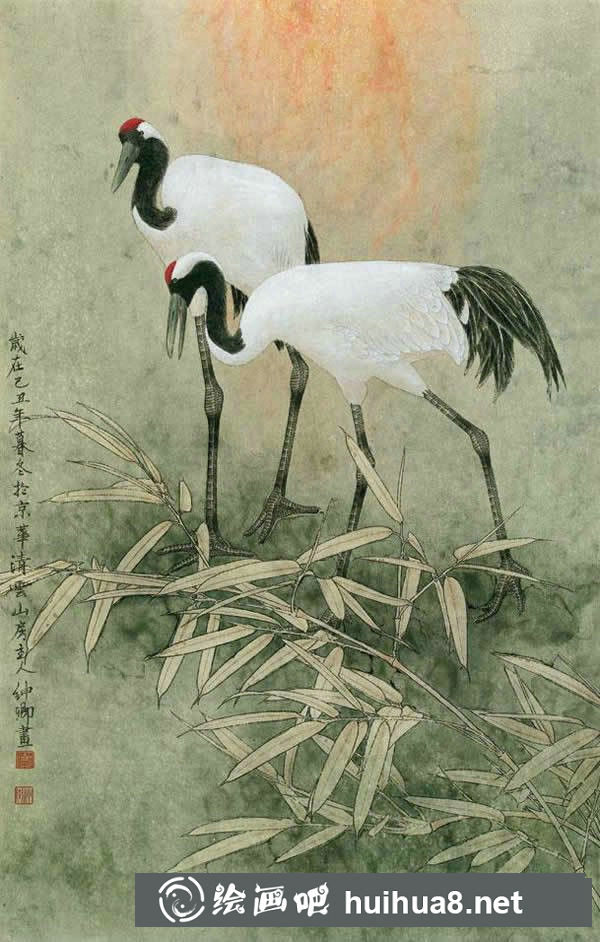 仙鶴工筆畫作品七