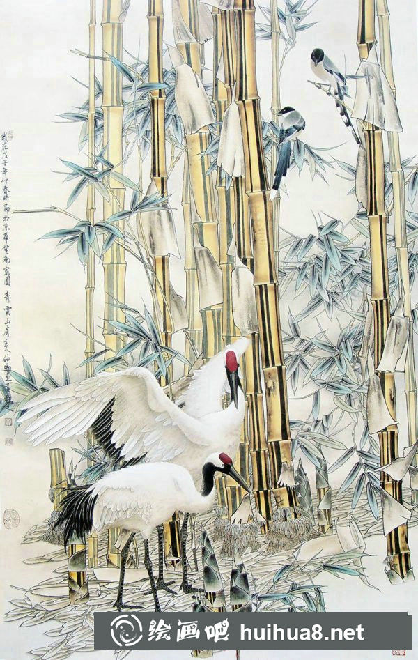 仙鶴工筆畫作品八