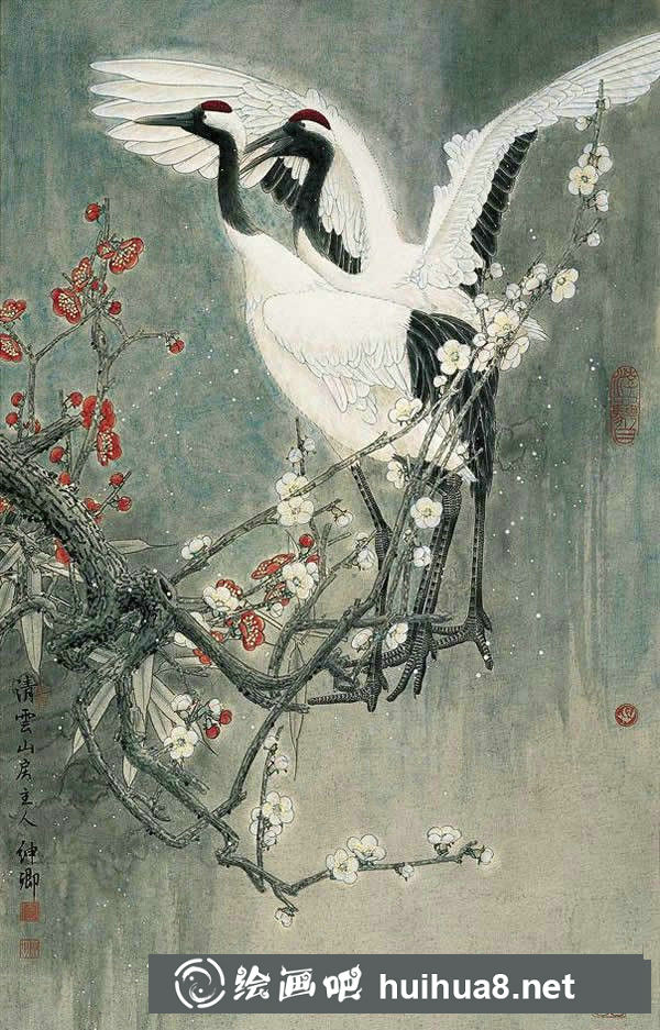 仙鶴工筆畫作品九