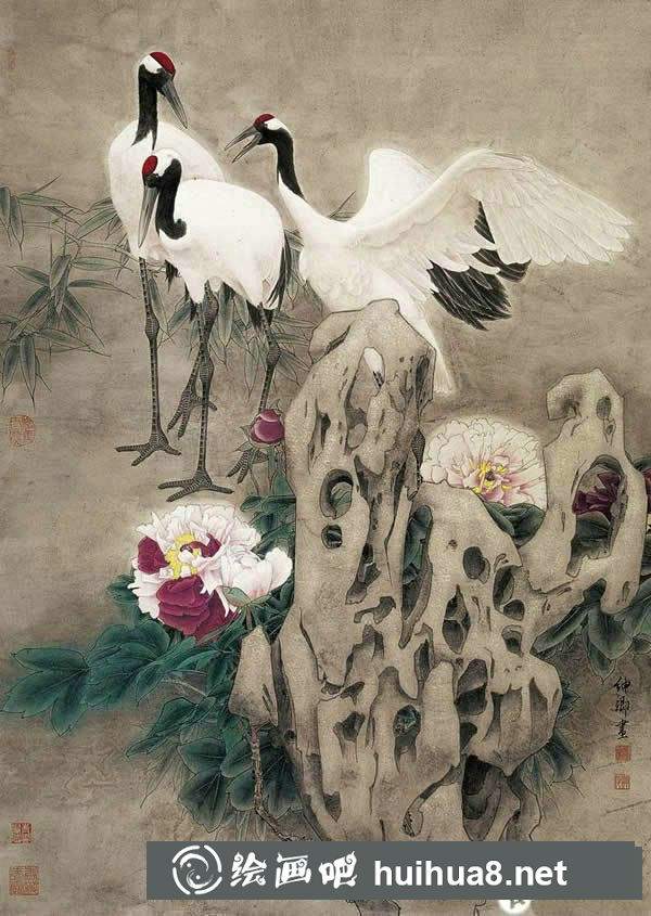 仙鶴工筆畫作品十