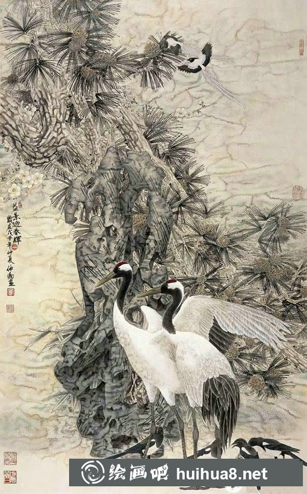 仙鶴工筆畫作品十一