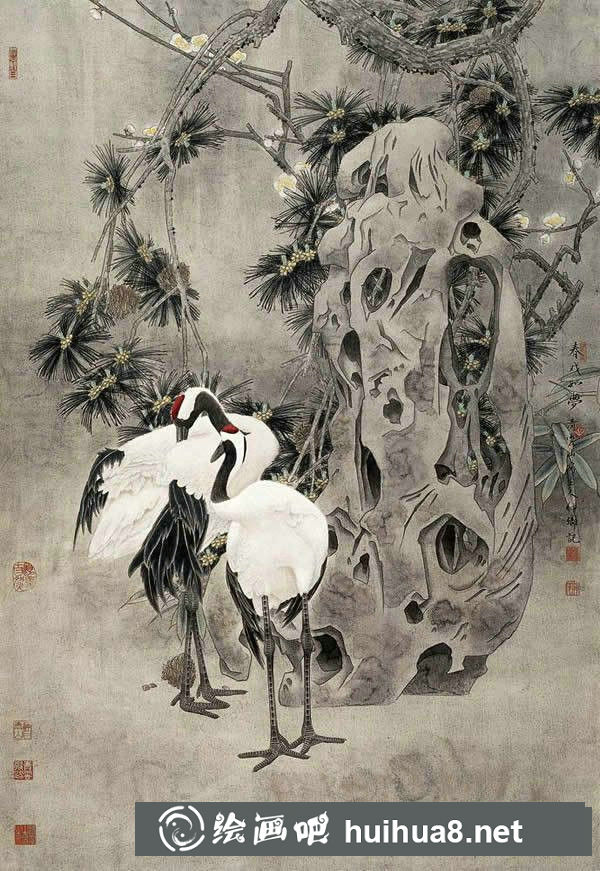仙鶴工筆畫作品十三