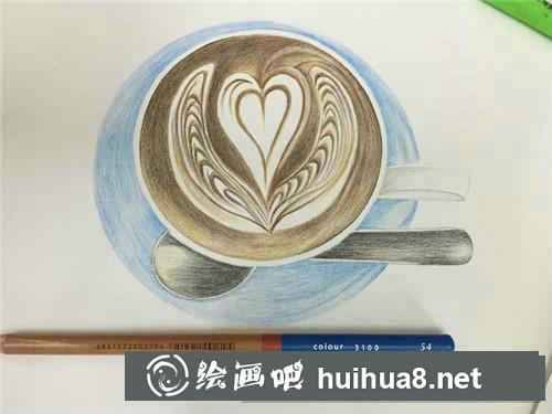 拿鐵咖啡彩鉛畫