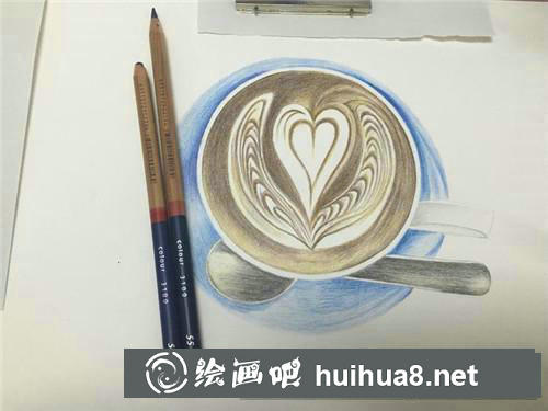 拿鐵咖啡彩鉛畫