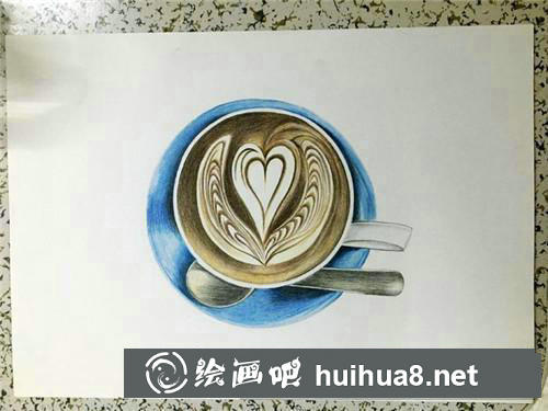 拿鐵咖啡彩鉛畫