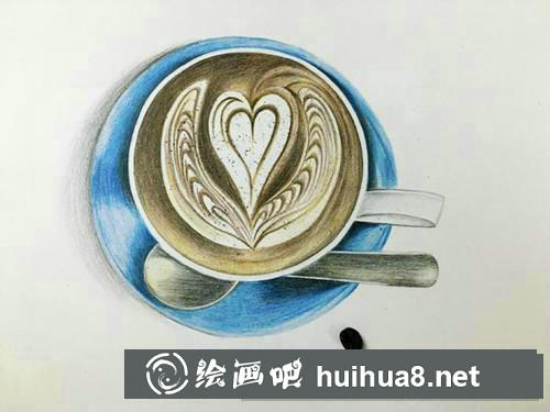 拿鐵咖啡彩鉛畫