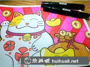 兒童畫招財(cái)貓