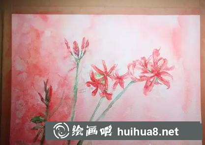 水彩畫曼珠沙華