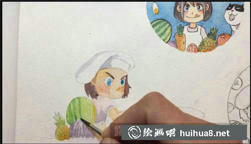 廚娘水彩畫