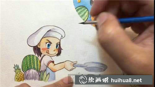 廚娘水彩畫