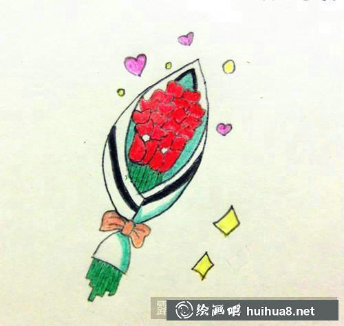 玫瑰花束簡(jiǎn)筆畫