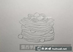 彩鉛美食繪藍莓金桔松餅教程