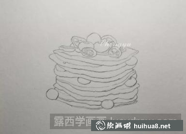 藍(lán)莓金桔松餅的畫法