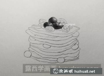 藍(lán)莓金桔松餅的畫法
