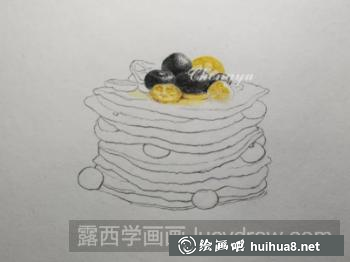 藍(lán)莓金桔松餅的畫法