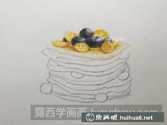 藍(lán)莓金桔松餅的畫法