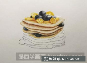 藍(lán)莓金桔松餅的畫法