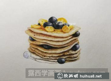 藍(lán)莓金桔松餅的畫法