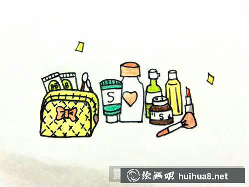 女孩化妝品簡筆畫