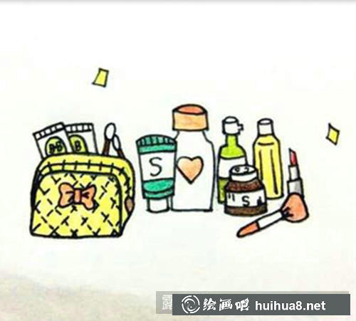 女孩化妝品簡筆畫