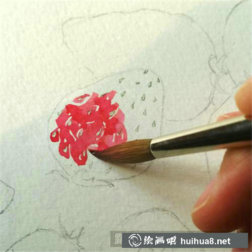 若干草莓水彩畫(huà)