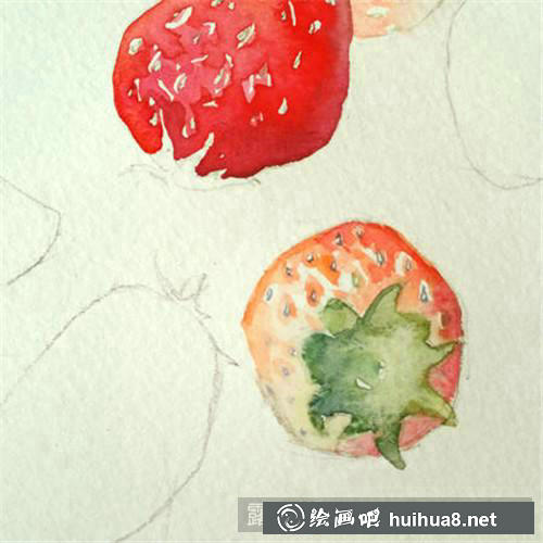若干草莓水彩畫(huà)