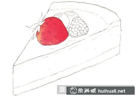 水彩畫草莓布朗尼蛋糕