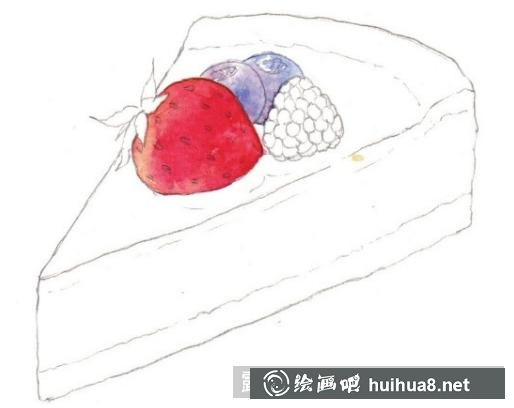 水彩畫草莓布朗尼蛋糕