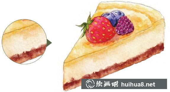 水彩畫草莓布朗尼蛋糕