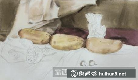 蓮藕與燭臺(tái)的顏色描繪