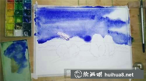 胡楊林水彩畫